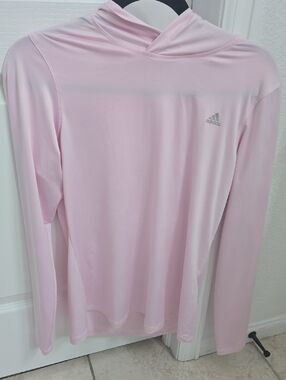 adidas Pastel Pink Long Sleeve Hooded Performance Shirt